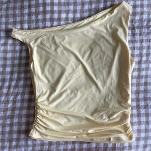 White Fox Boutique Yellow One-Shoulder Tank Top